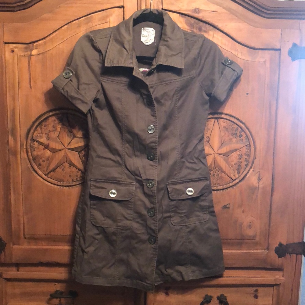 Tulle brand Olive green button down dress